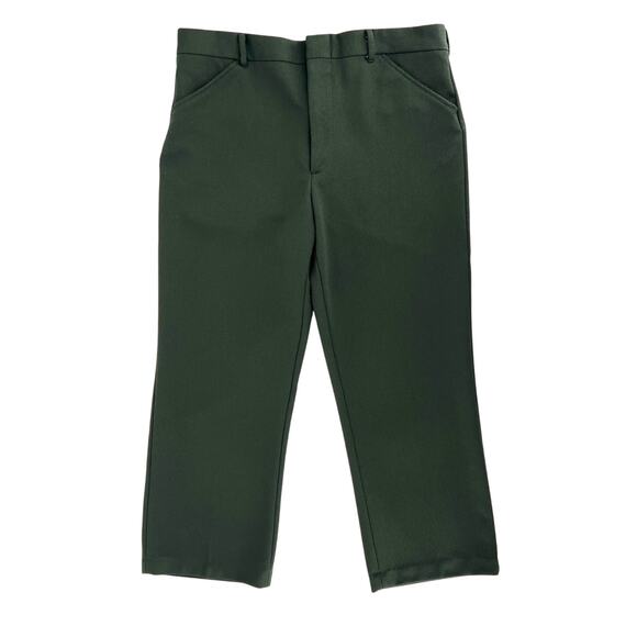 80s dark green polyester pants 1980s vintage - Picture 1 of 4